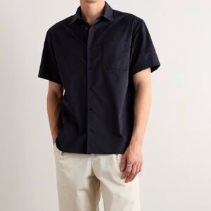A.P.C. navy blue short sleeve button down shirt